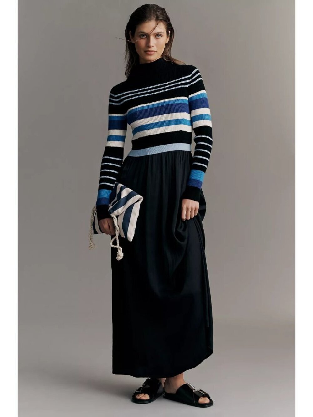 Anthropologie The Thea Long-Sleeve Twofer Maxi Dress L
